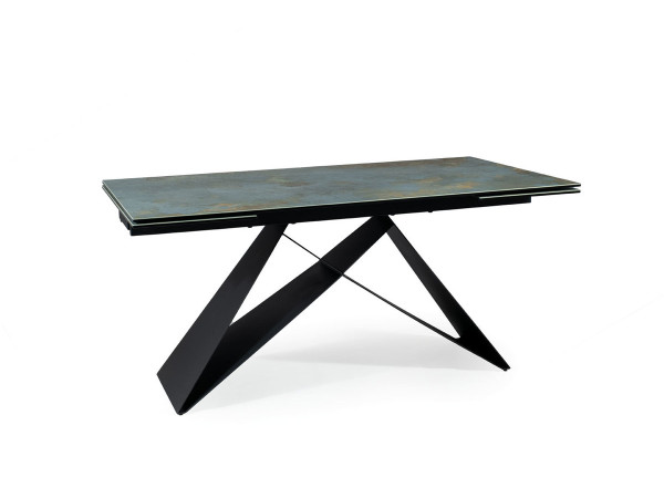 Стіл WESTIN CERAMIC 160(240)*90 бірюза OSSIDO VERDE/чорний мат