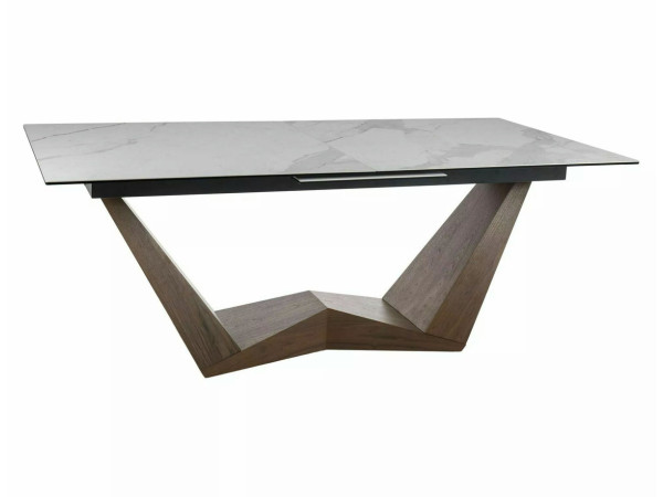 Стіл BONUCCI CERAMIC 200(250)*98 білий STATUARIO VENATO/горіх