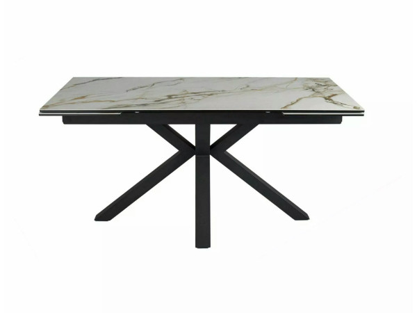 Стіл COLUMBUS CERAMIC 160(240)*90 білий AMBER BIANCO/чорний