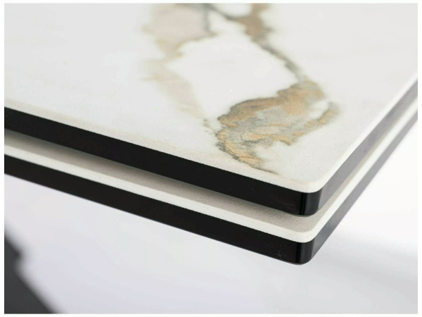 Стіл COLUMBUS CERAMIC 160(240)*90 білий AMBER BIANCO/чорний