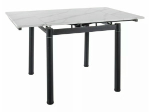 Стіл GD-082 80(131)*80 білий ефект мармуру/чорний мат