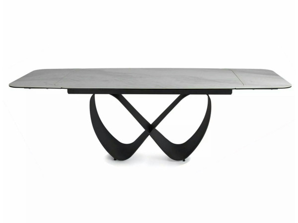 Стіл INFINITY CERAMIC 160(240)*95 білий NATURE CLOUD/чорний