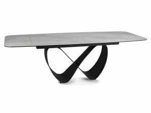 Стіл INFINITY CERAMIC 160(240)*95 білий NATURE CLOUD/чорний