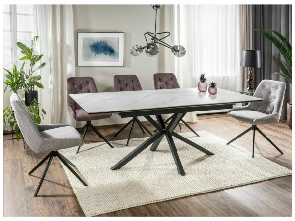 Стіл LOGAN CERAMIC 160(200)*90 білий/чорний мат