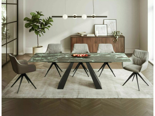 Стіл SALVADORE CERAMIC 160(240)*90 морський VERDE ALPI/чорний мат