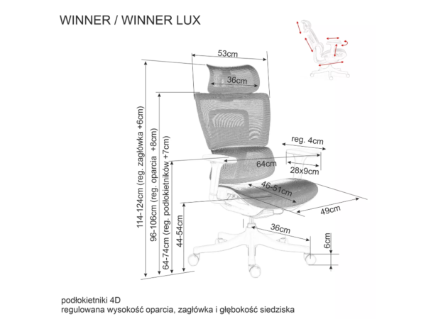 Крісло поворотне WINNER LUX чорне/хром