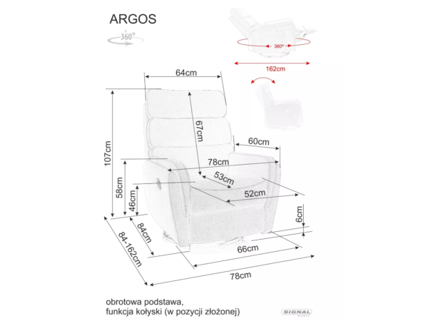 Крісло розкладне ARGOS VELVET сіре BL.14