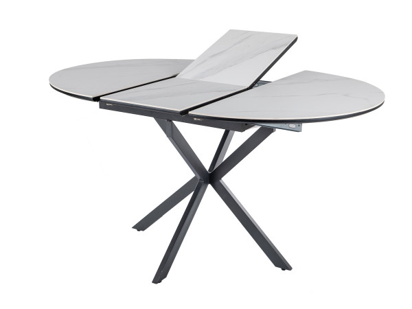 Стіл GASTON CERAMIC 100(135)*100 білий/чорний