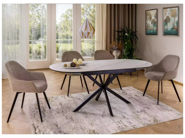 Стіл GASTON CERAMIC 140(180)*80 білий/чорний