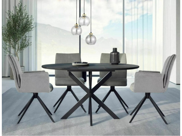 Стіл GASTON CERAMIC 100(135)*100 чорний