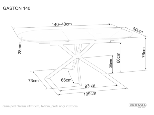 Стіл GASTON CERAMIC 140(180)*80 чорний