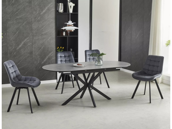 Стіл GASTON CERAMIC 140(180)*80 сірий/чорний