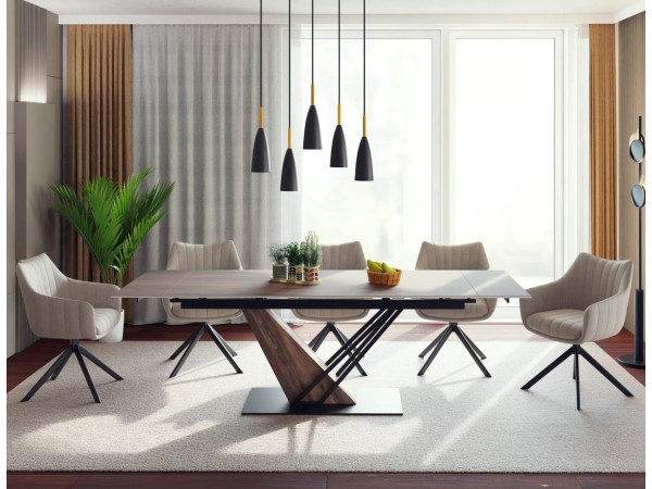 Стіл GENESIS LEGNO 160(220)*90 дуб/чорний/дуб