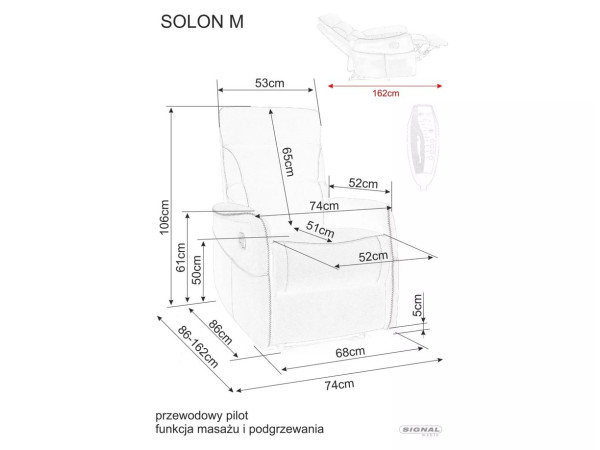 Крісло розкладне SOLON M VELVET (функція масажу) сіре BL.14
