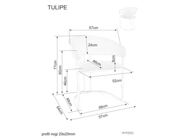 Стілець TULIPE VELVET золотий каркас/беж BL.28