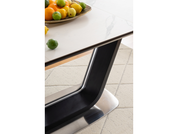 Стіл ARMANI CERAMIC білий ефект мармуру/ чорний мат 160(220)X90