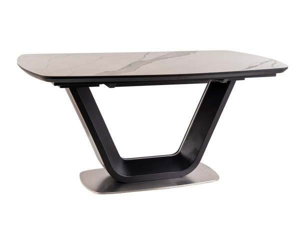 Стіл ARMANI CERAMIC білий ефект мармуру/ чорний мат 160(220)X90