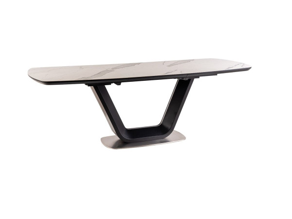 Стіл ARMANI CERAMIC білий ефект мармуру/ чорний мат 160(220)X90