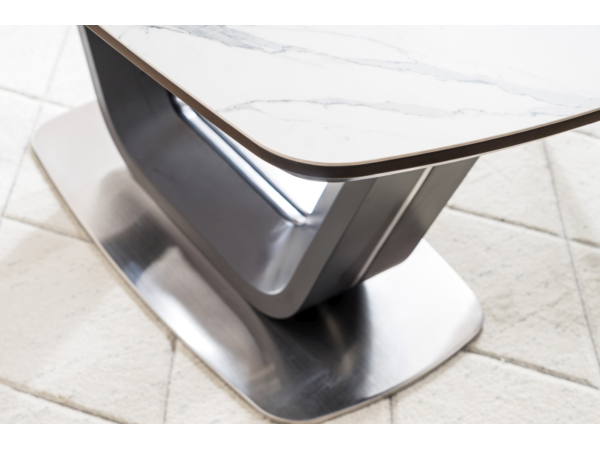 Стіл ARMANI CERAMIC білий ефект мармуру/ чорний мат 160(220)X90