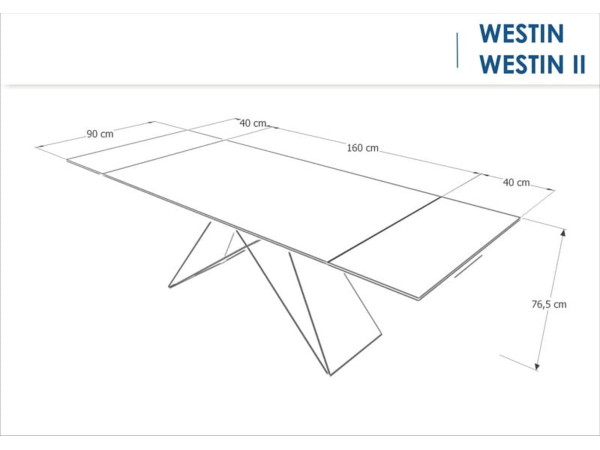 Стіл WESTIN I чорний/чорний мат (160-240)X90