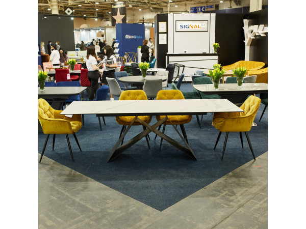 Стіл WESTIN III CERAMIC білий/чорний мат (160-240)X90