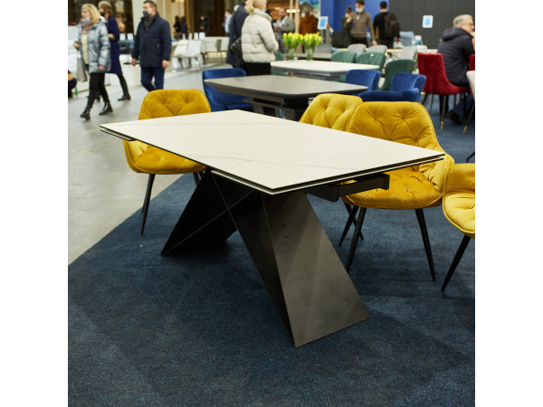 Стіл WESTIN III CERAMIC білий/чорний мат (160-240)X90