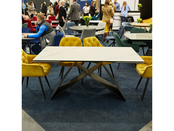 Стіл WESTIN III CERAMIC білий/чорний мат (160-240)X90