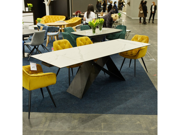 Стіл WESTIN III CERAMIC білий/чорний мат (160-240)X90