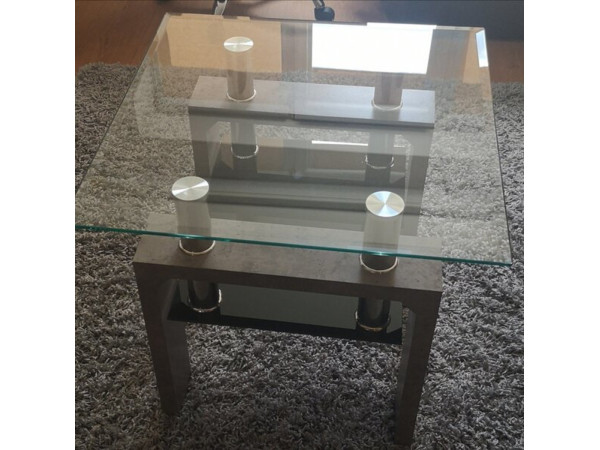 Журнальний столик LISA D прозор./BETON 60X60X55