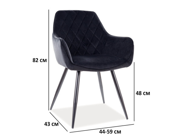 Стілець LINEA VELVET чорний каркас/чорний BL.19