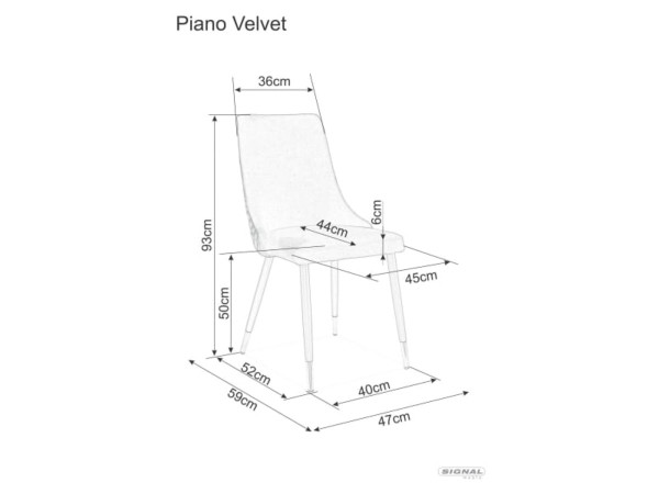 Стілець PIANO B VELVET чорний каркас/сірий BL.14