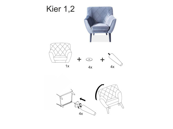 Софа KIER 2 VELVET зелена/венге BL.78