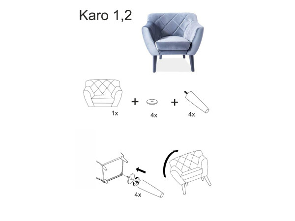 Софа KARO 2 VELVET карі/венге BL.68