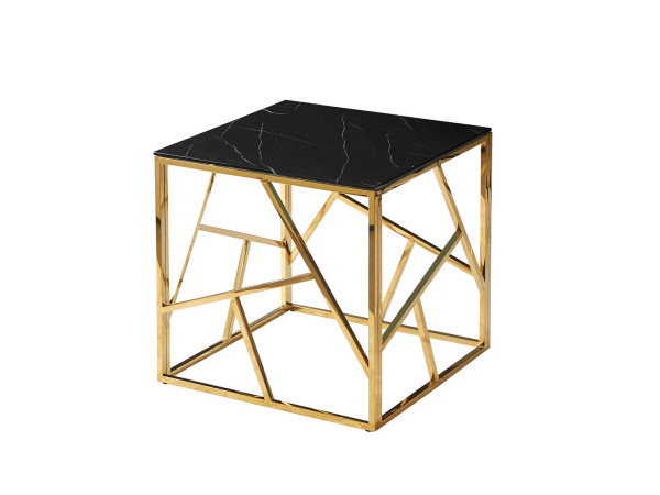 Журнальний столик ESCADA B II чорний еф.мармуру/золото 55x55