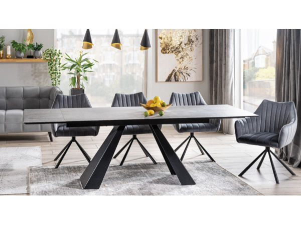 Стіл SALVADORE CERAMIC II темно-сірий CORSO GREY /чорний мат 120(180)X80