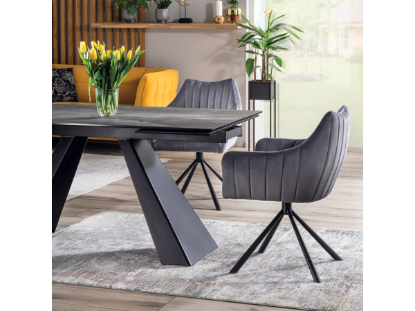 Стіл SALVADORE CERAMIC II темно-сірий CORSO GREY /чорний мат 120(180)X80
