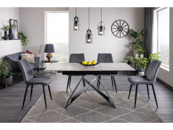 Стіл WESTIN SC білий ефект мармуру/чорний мат 120(160)X80