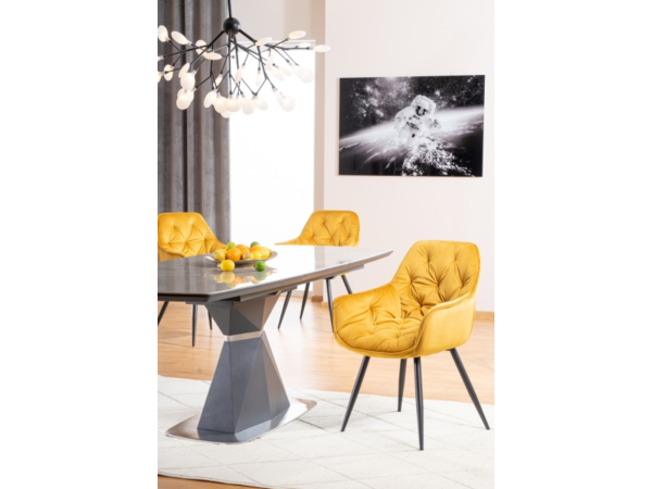 Стіл CORTEZ CERAMIC сірий ефект мармуру/антрацит MAT 160(210)X90