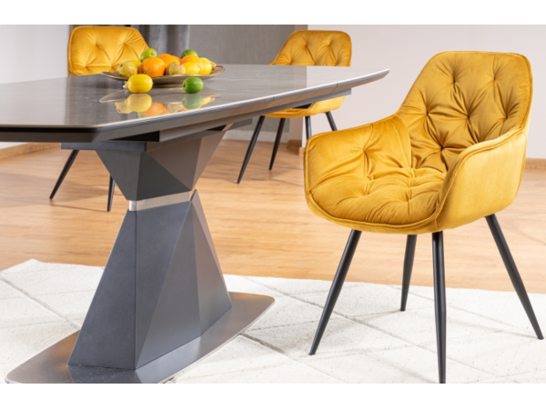 Стіл CORTEZ CERAMIC сірий ефект мармуру/антрацит MAT 160(210)X90