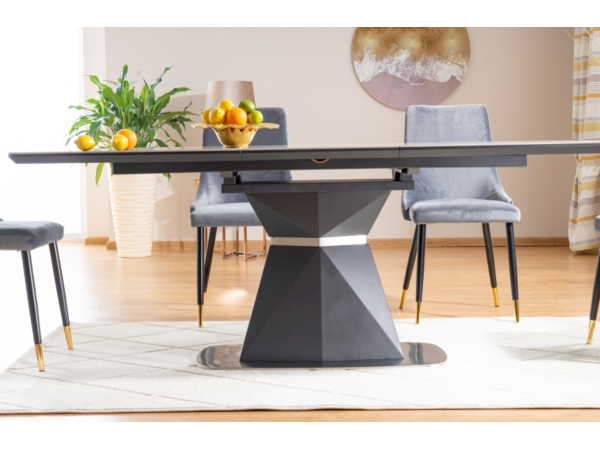 Стіл CORTEZ CERAMIC сірий ефект мармуру/антрацит MAT 160(210)X90