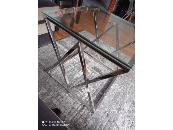 Журнальний столик ZEGNA B прозоре скло/срібло 55X55