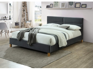 Ліжко SIERRA VELVET 160x200 сіре/дуб TAP.150