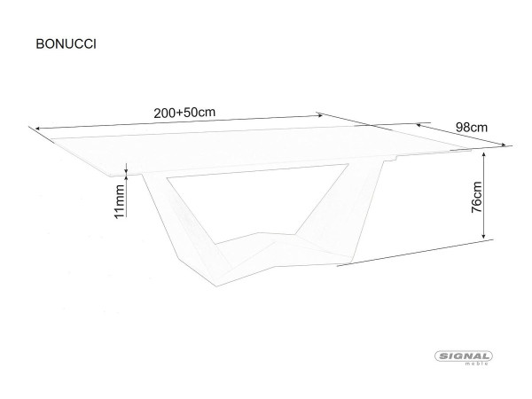 Стіл BONUCCI CERAMIC 200(250)*98 чорний NERO GRECO/горіх
